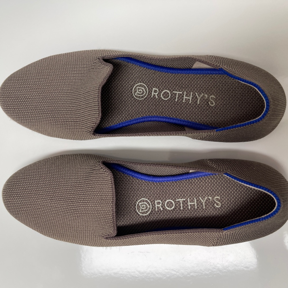 Rothy's Brown Flats with Blue Trim